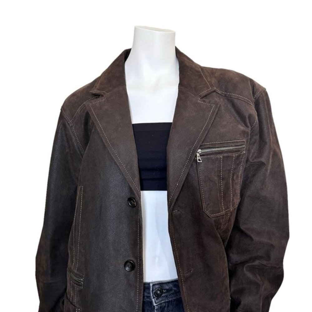 Oversized Danier Boyfriend Vintage Brown Suede Leather Coat Jacket